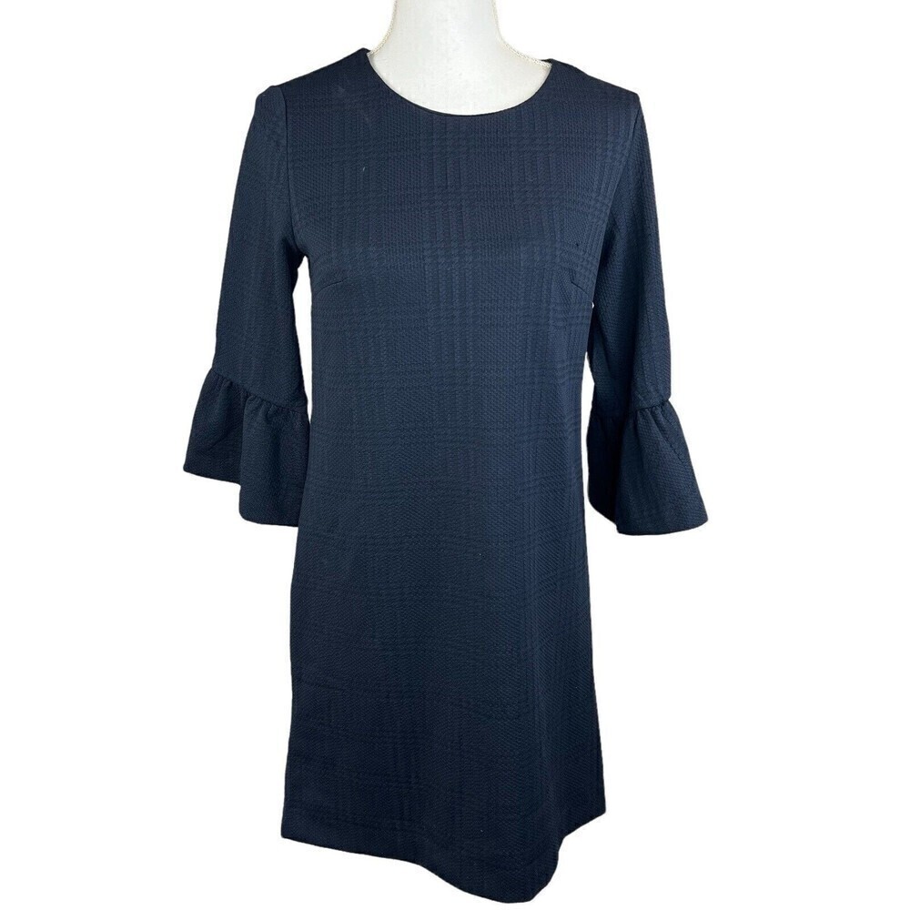 Banana Republic Women's Navy Blue Peplum Sleeves Shift Dress Size S Textured